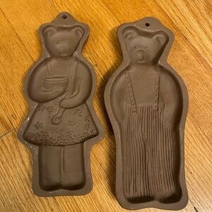 Hartstone Stoneware Cookie Molds, Papa Bear & Mama Bear gingerbread
